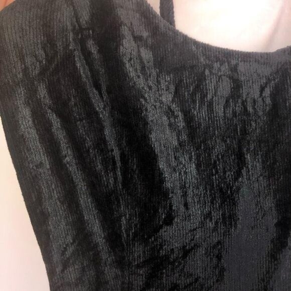 Rampage Black Slip Dress Womens Vintage 90s Ribbed Crushed Velvet Sleeveless - Picture 10 of 12